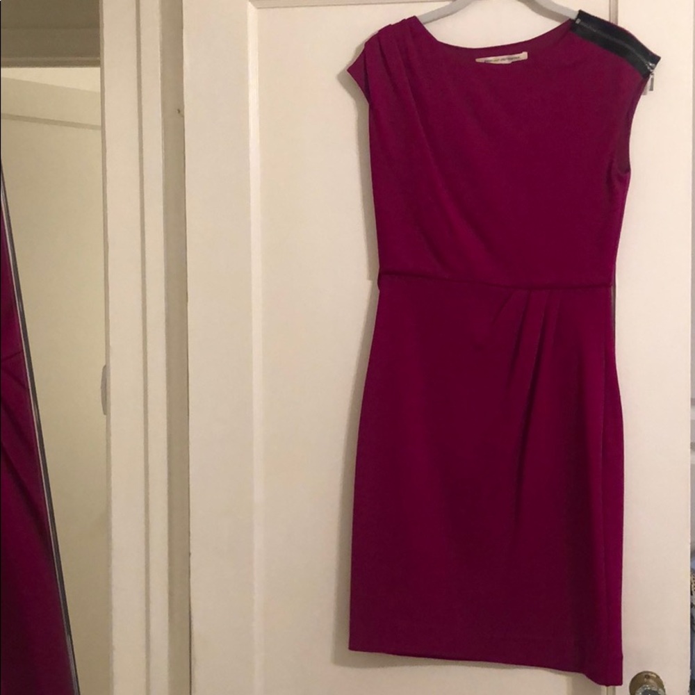 Pink Wool DVF Dress with Zip Sleeve Detail